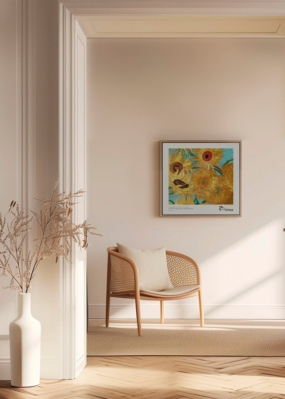 Botanisk poster Solrosor i impasto