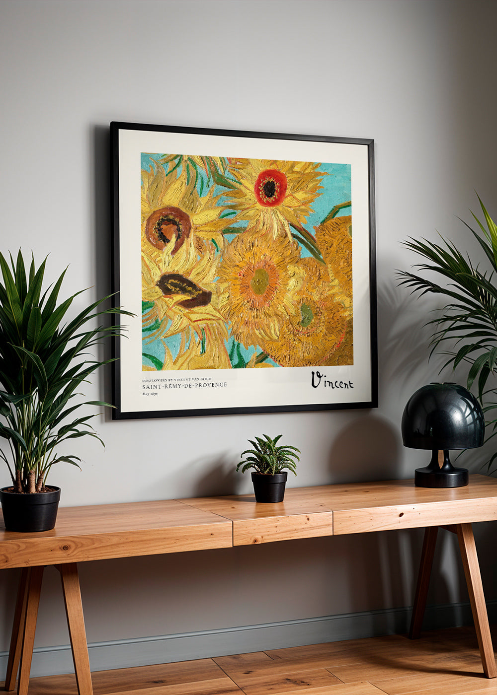 Botanisk poster Solrosor i impasto