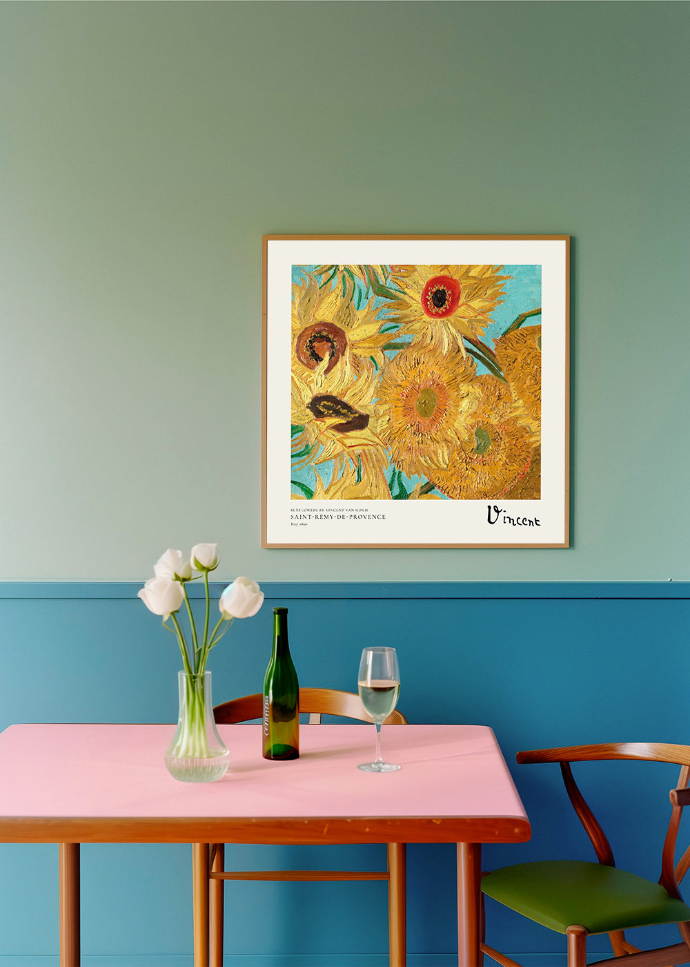 Botanisk poster Solrosor i impasto