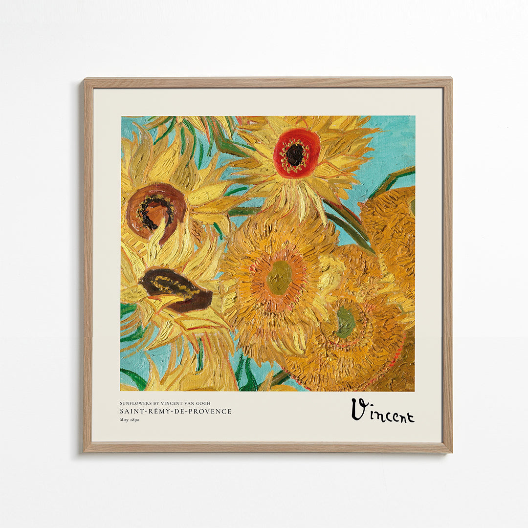 Botanisk poster Solrosor i impasto