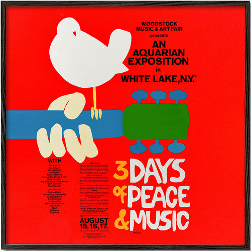 Vintageaffisch Woodstock 1969 tydlig grafik