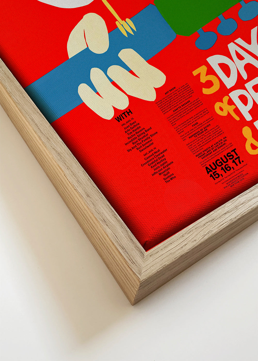 Vintageaffisch Woodstock 1969 tydlig grafik