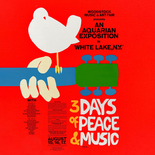 Vintageaffisch Woodstock 1969 tydlig grafik