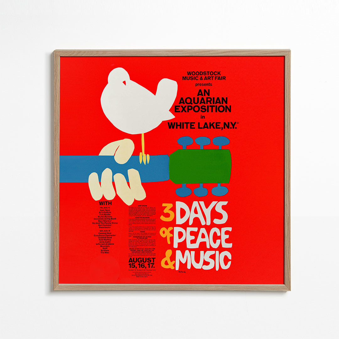Vintageaffisch Woodstock 1969 tydlig grafik