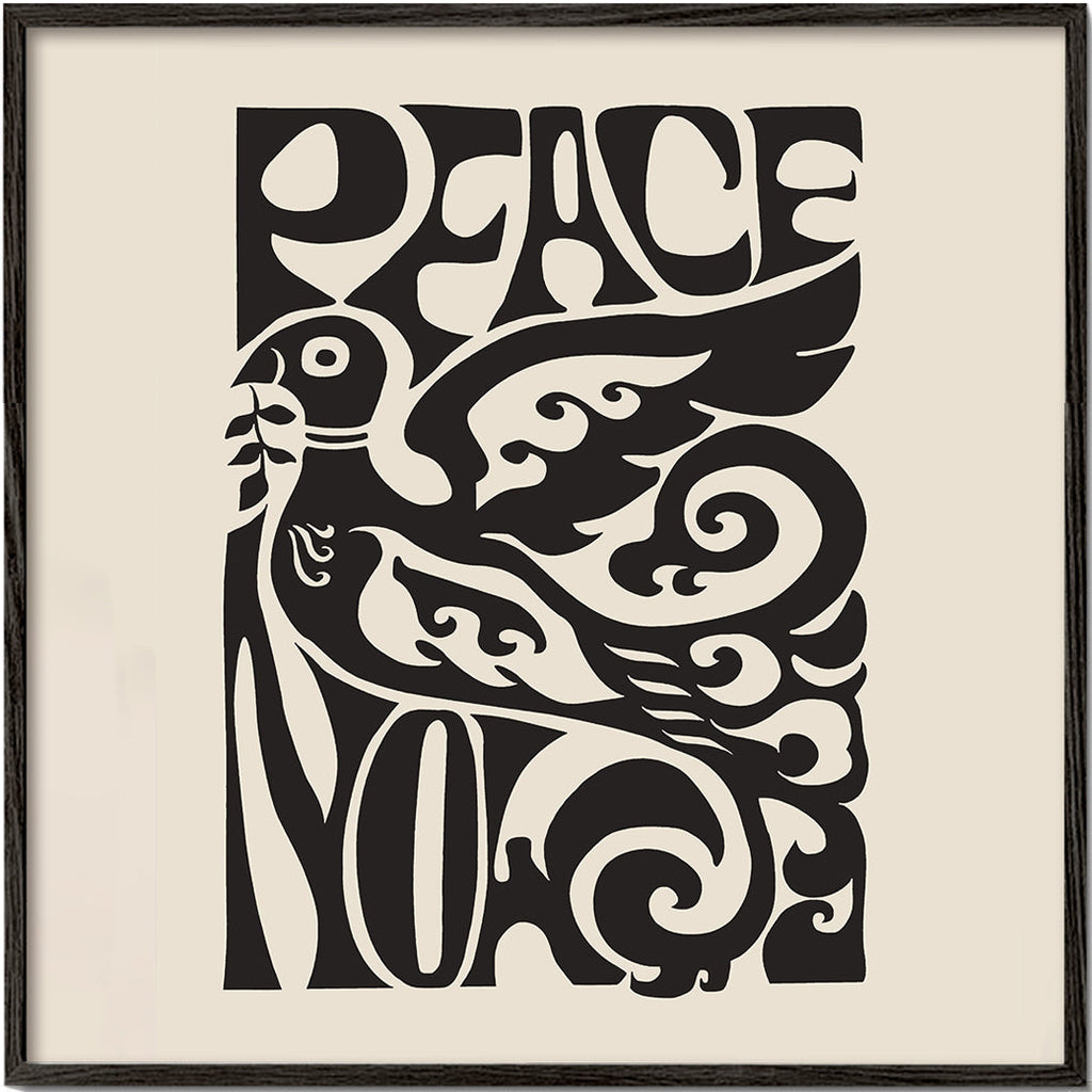 Vintage-affisch med typografisk duva 'Peace Now'