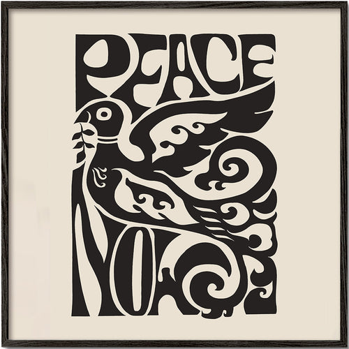 Vintage-affisch med typografisk duva 'Peace Now'