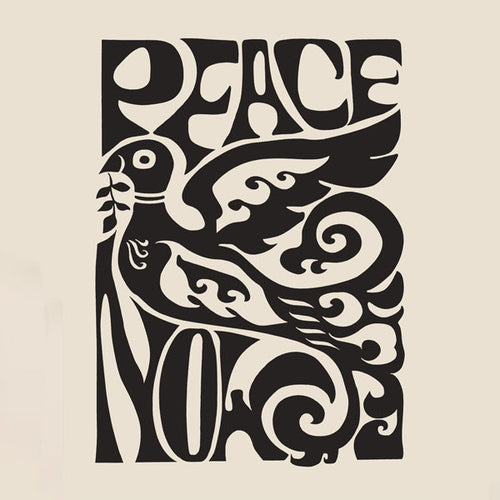 Vintage-affisch med typografisk duva 'Peace Now'