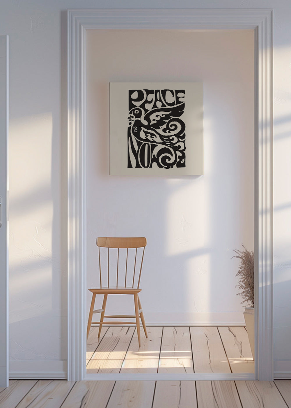 Vintage-affisch med typografisk duva 'Peace Now'