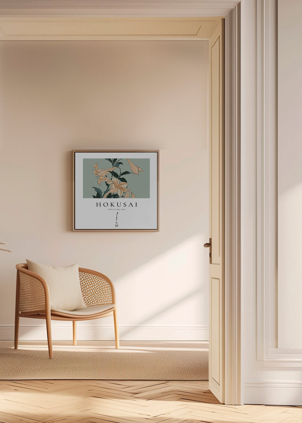 Botanisk liljeprint inspirerad av Hokusai