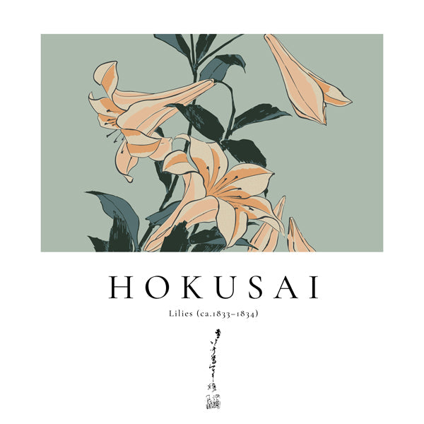 Botanisk liljeprint inspirerad av Hokusai