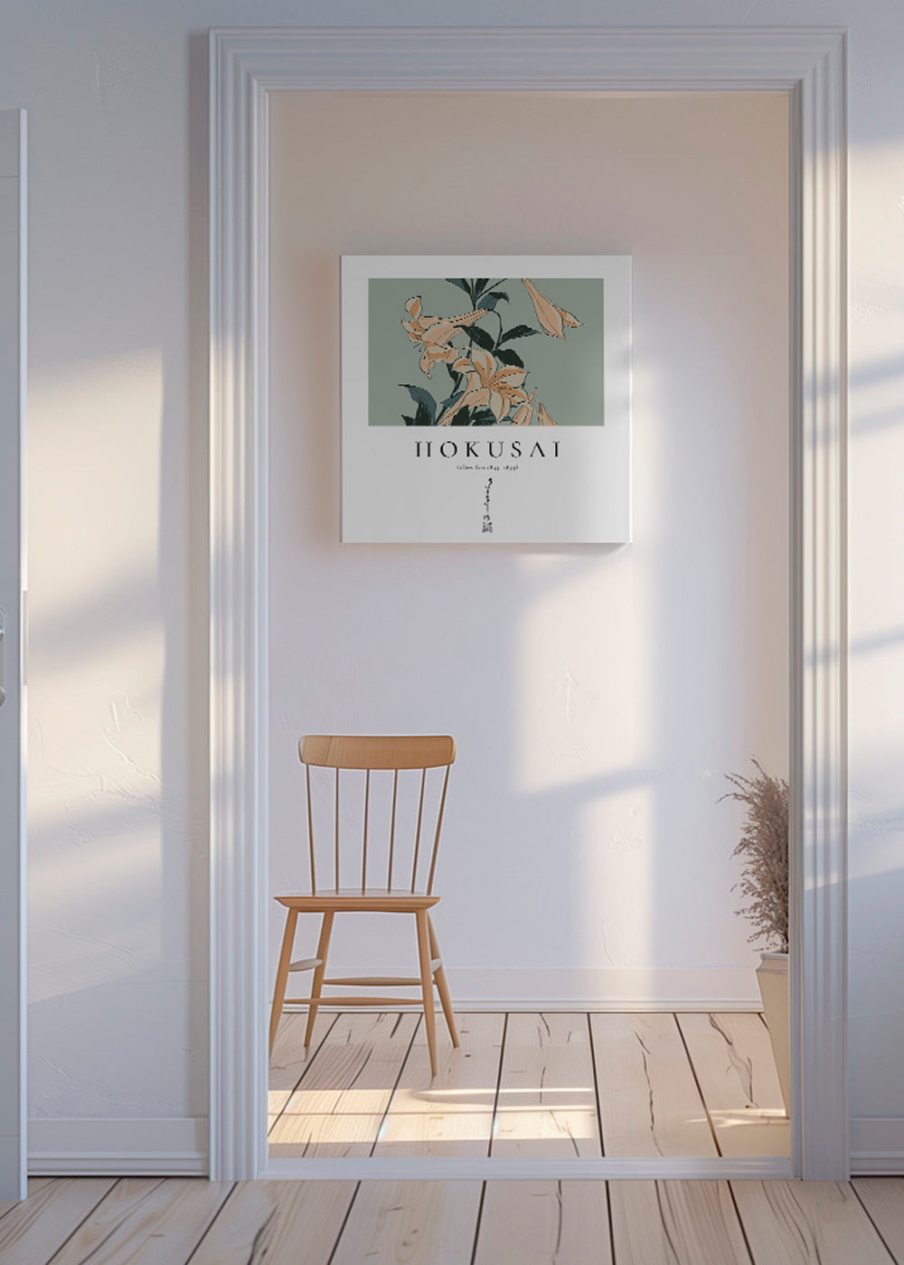 Botanisk liljeprint inspirerad av Hokusai