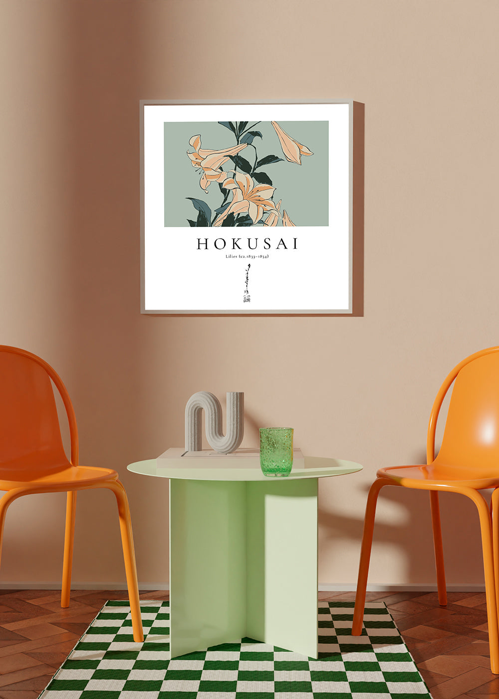 Botanisk liljeprint inspirerad av Hokusai