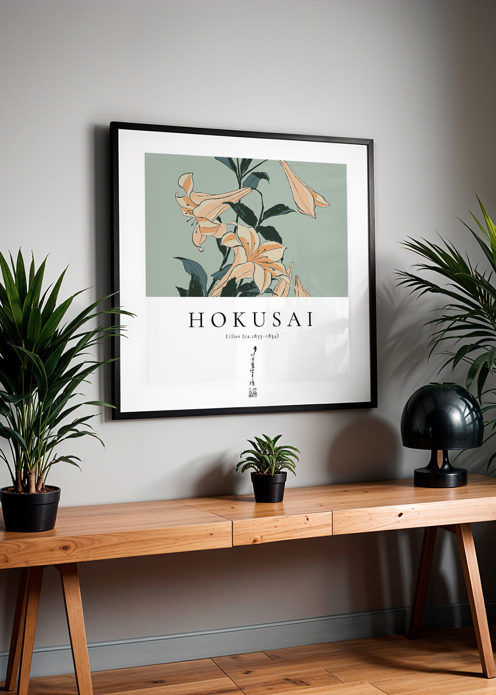 Botanisk liljeprint inspirerad av Hokusai