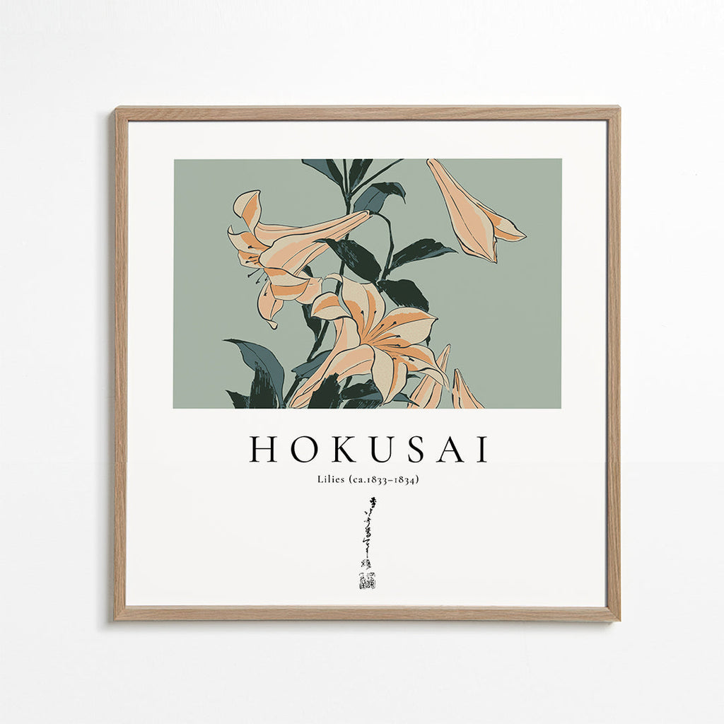 Botanisk liljeprint inspirerad av Hokusai