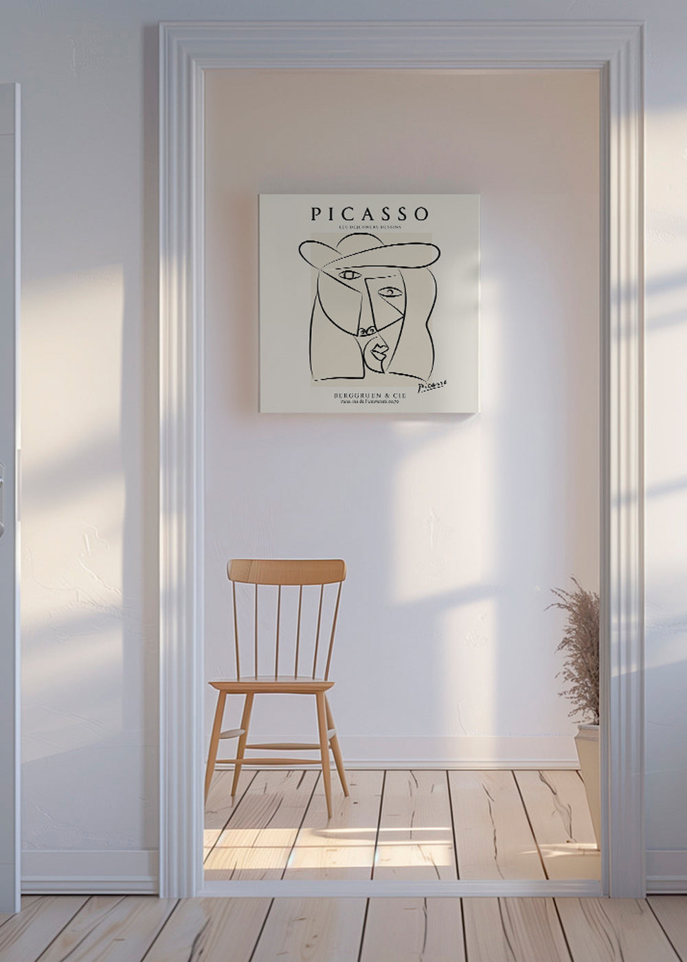 Linjärt porträttillustration i Picassostil