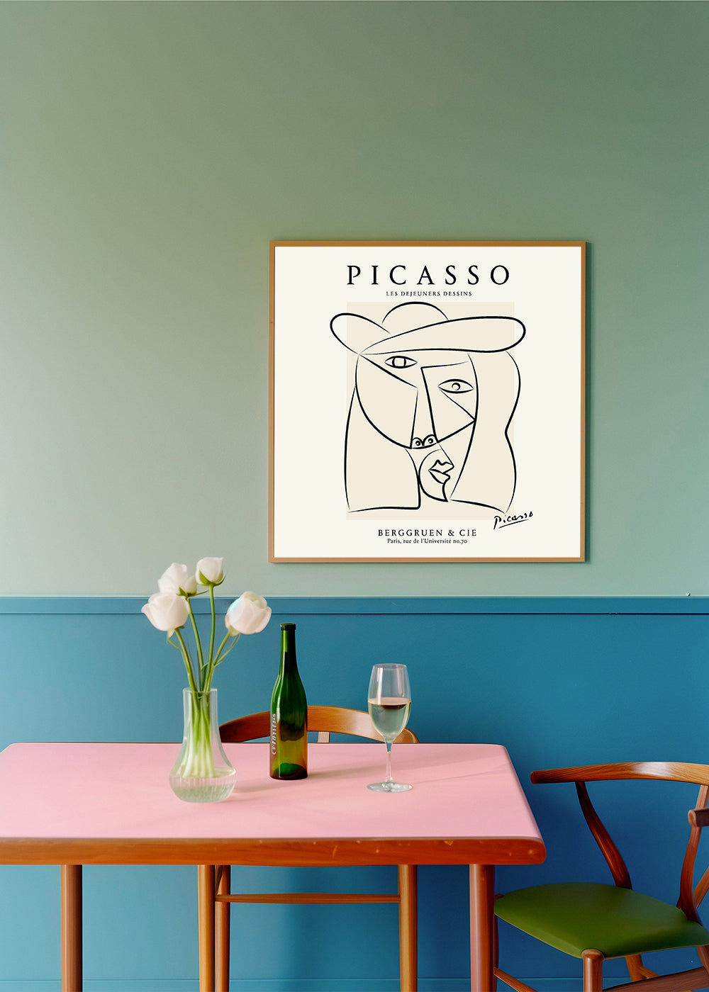 Linjärt porträttillustration i Picassostil