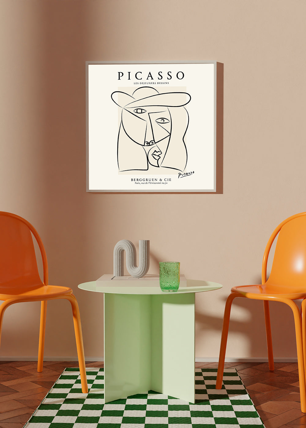 Linjärt porträttillustration i Picassostil