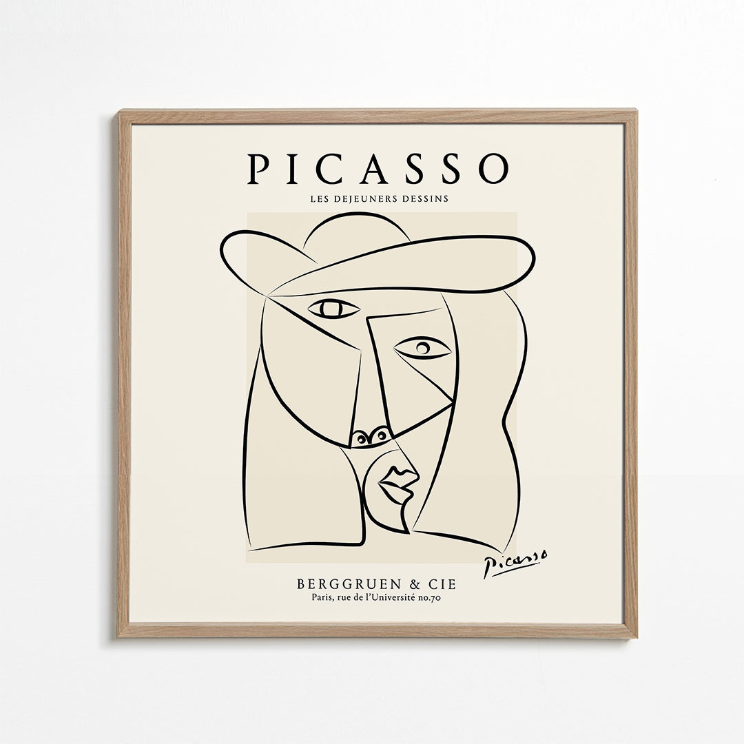 Linjärt porträttillustration i Picassostil
