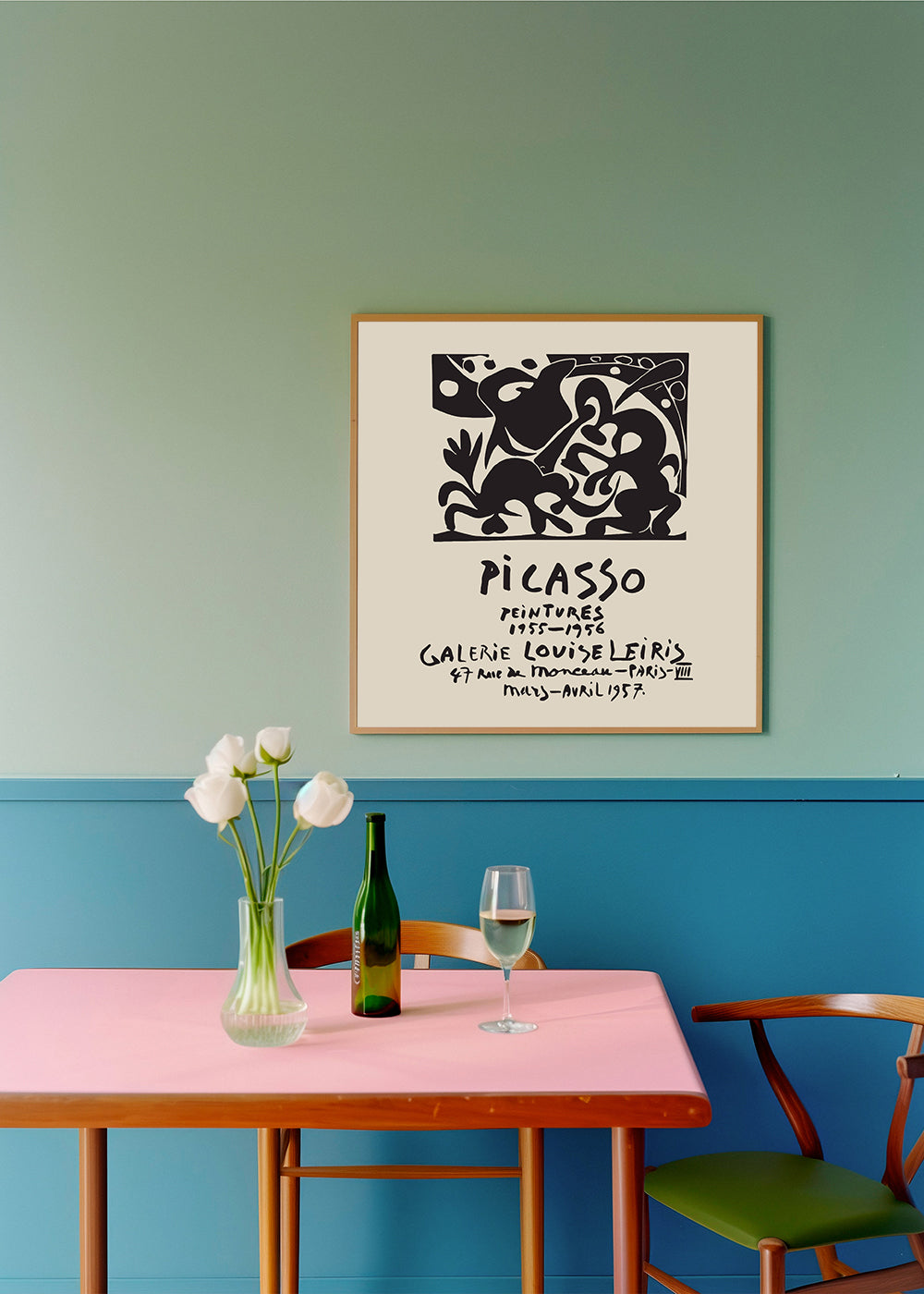Vintage affisch Picasso svart och beige