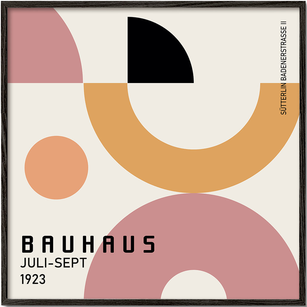 Geometrisk Bauhaus-affisch med cirkulära former