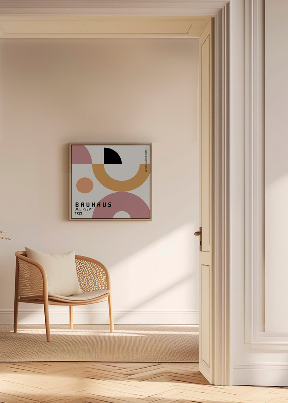 Geometrisk Bauhaus-affisch med cirkulära former