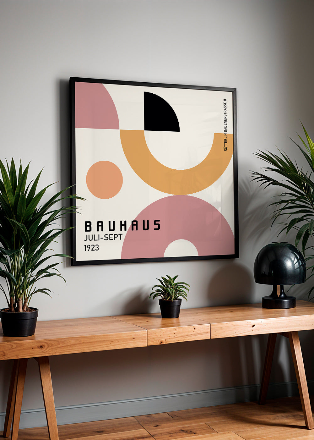 Geometrisk Bauhaus-affisch med cirkulära former