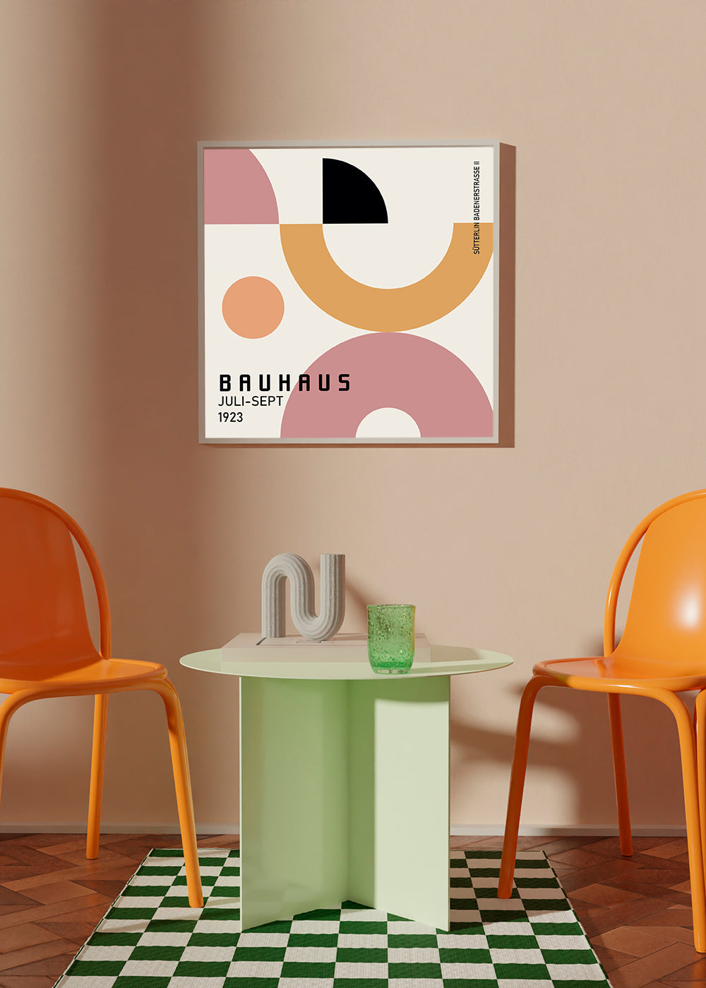 Geometrisk Bauhaus-affisch med cirkulära former