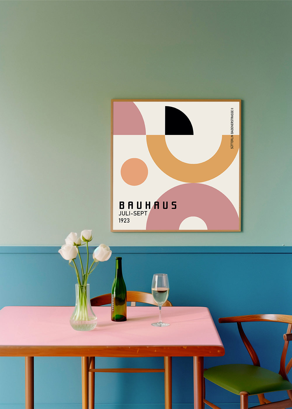 Geometrisk Bauhaus-affisch med cirkulära former