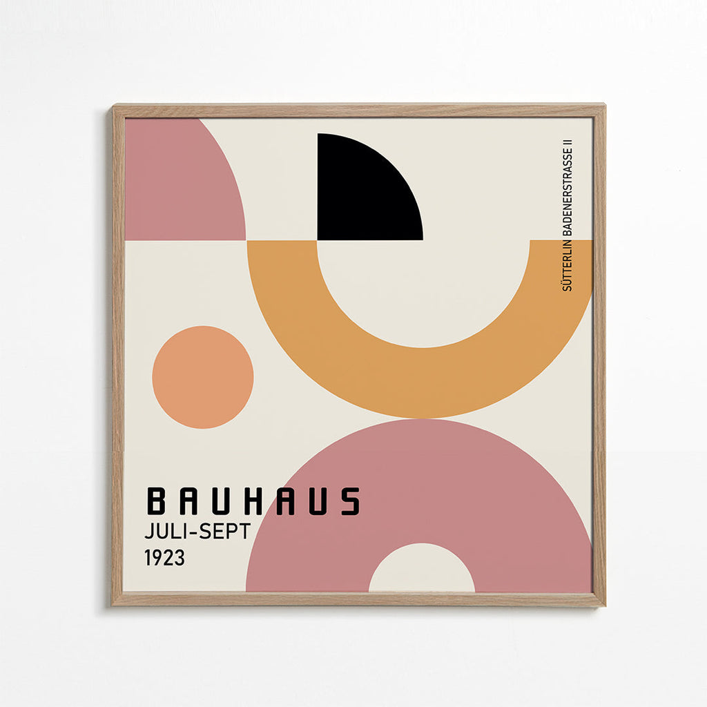 Geometrisk Bauhaus-affisch med cirkulära former