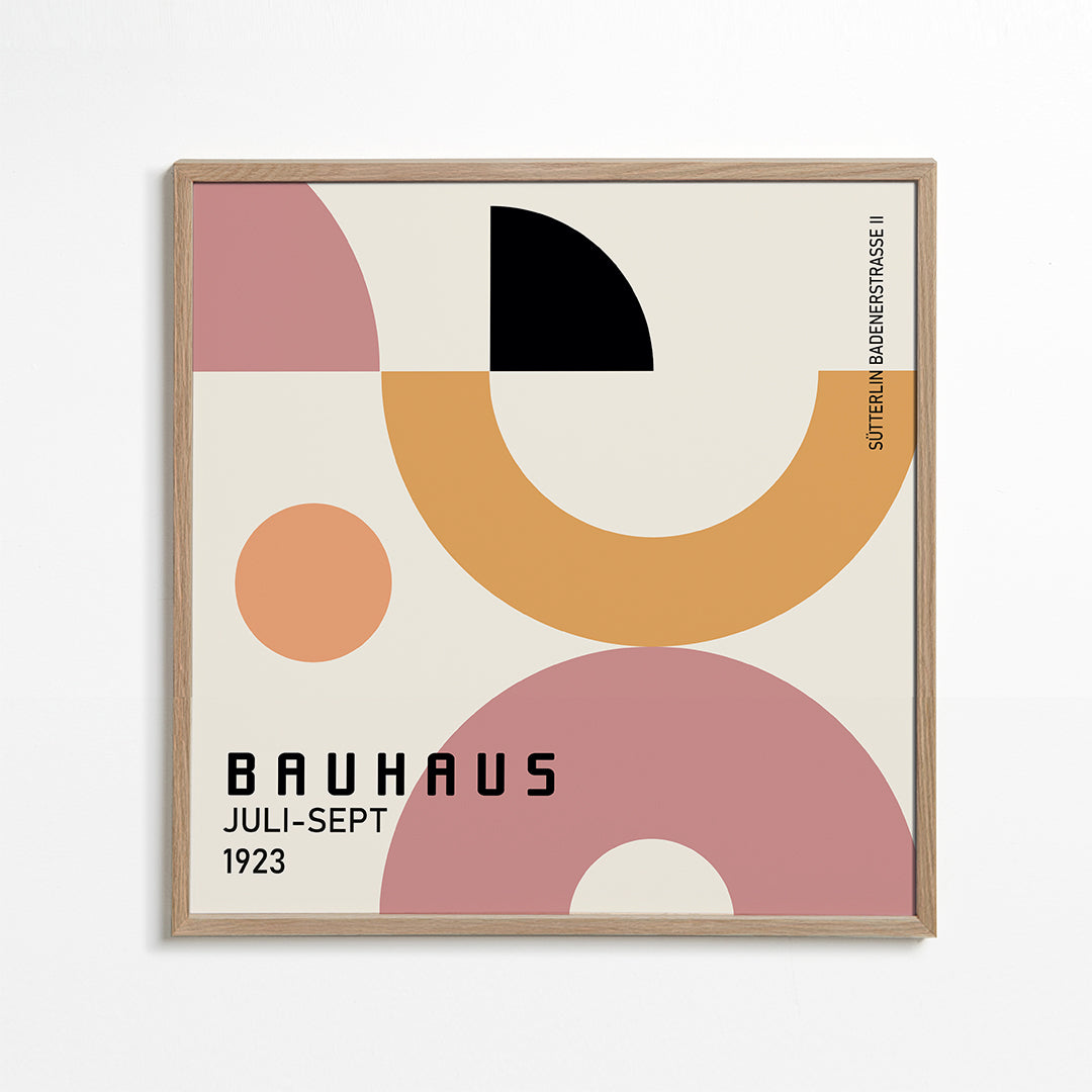 Geometrisk Bauhaus-affisch med cirkulära former