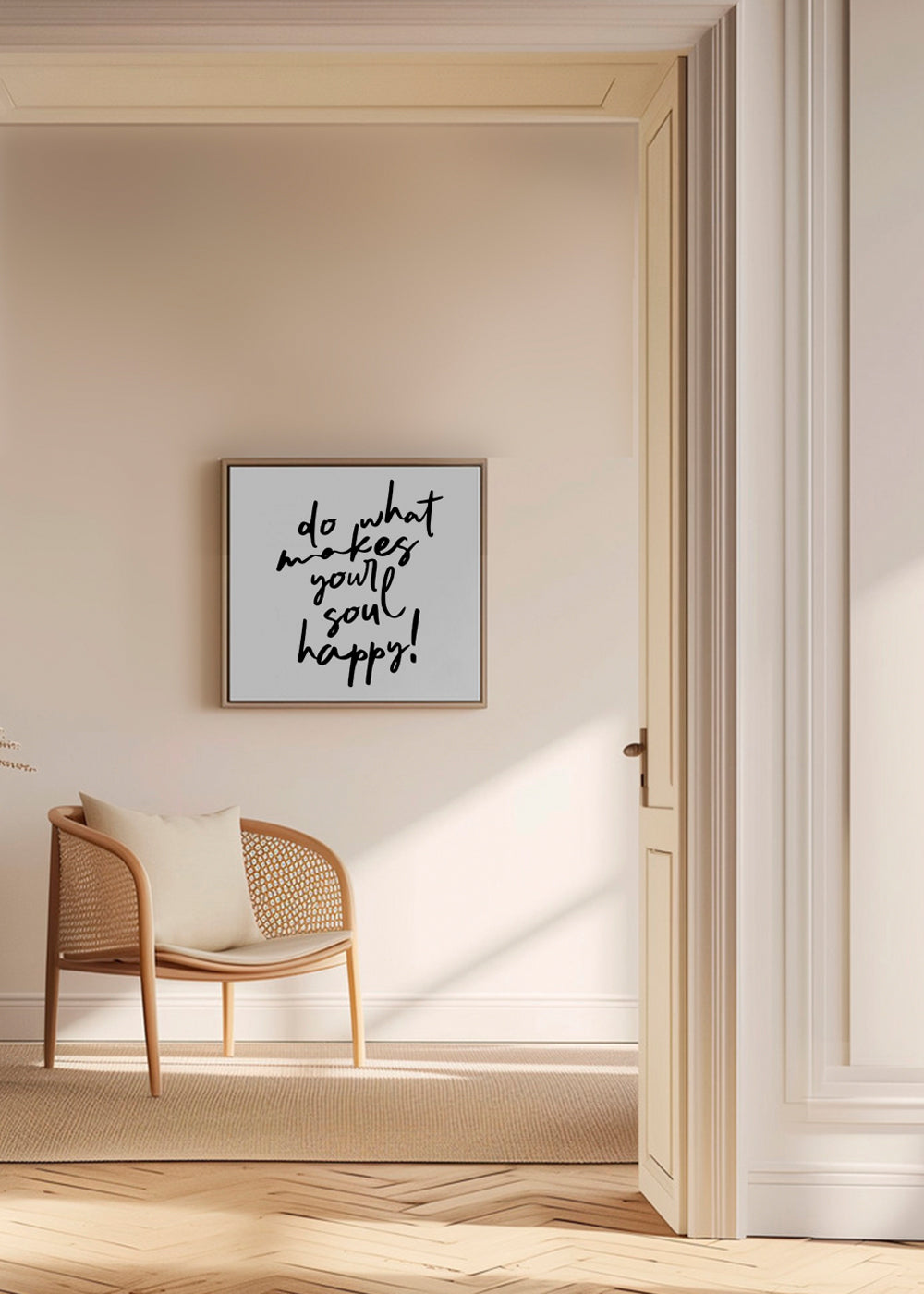 Minimalistisk affisch med handskriven citat