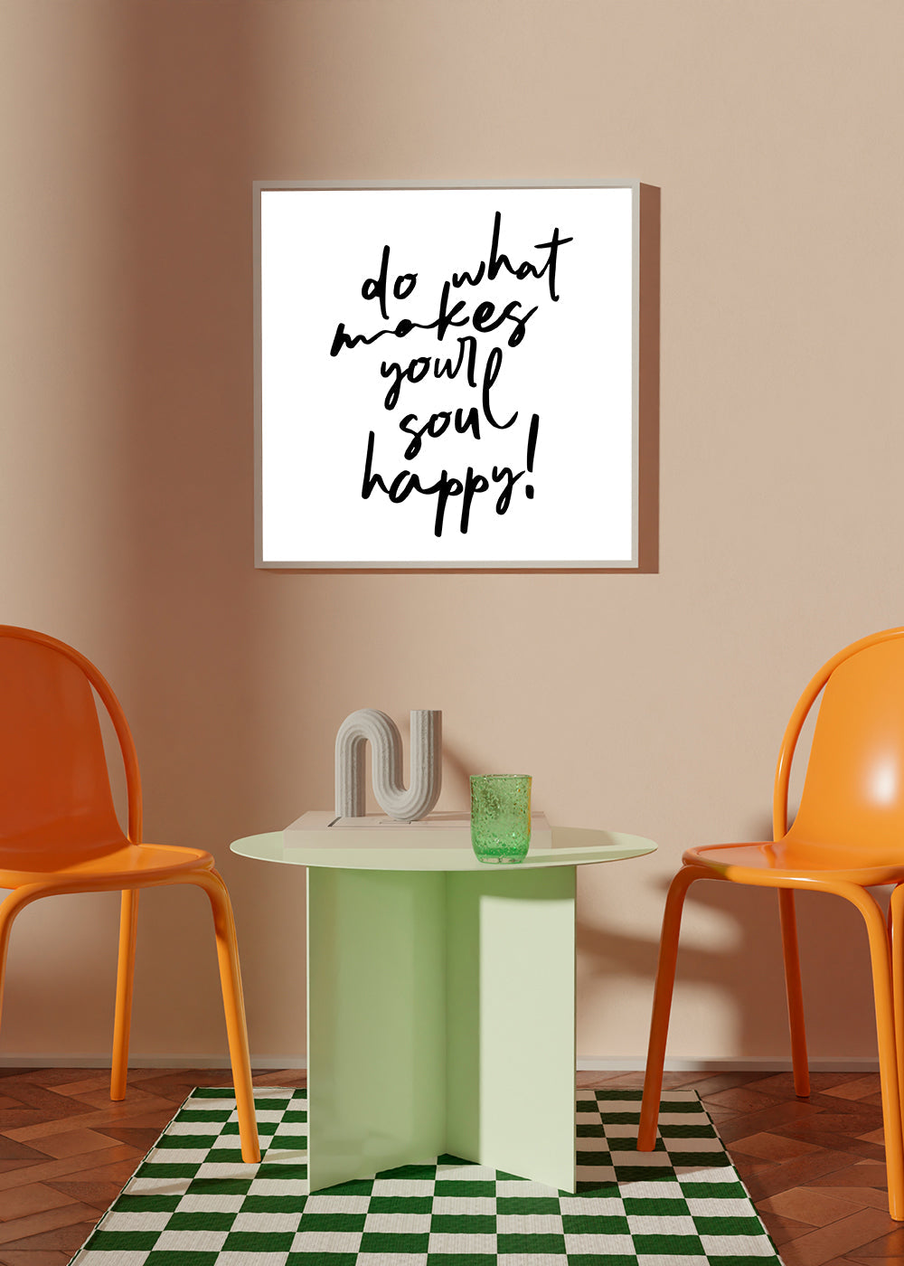 Minimalistisk affisch med handskriven citat