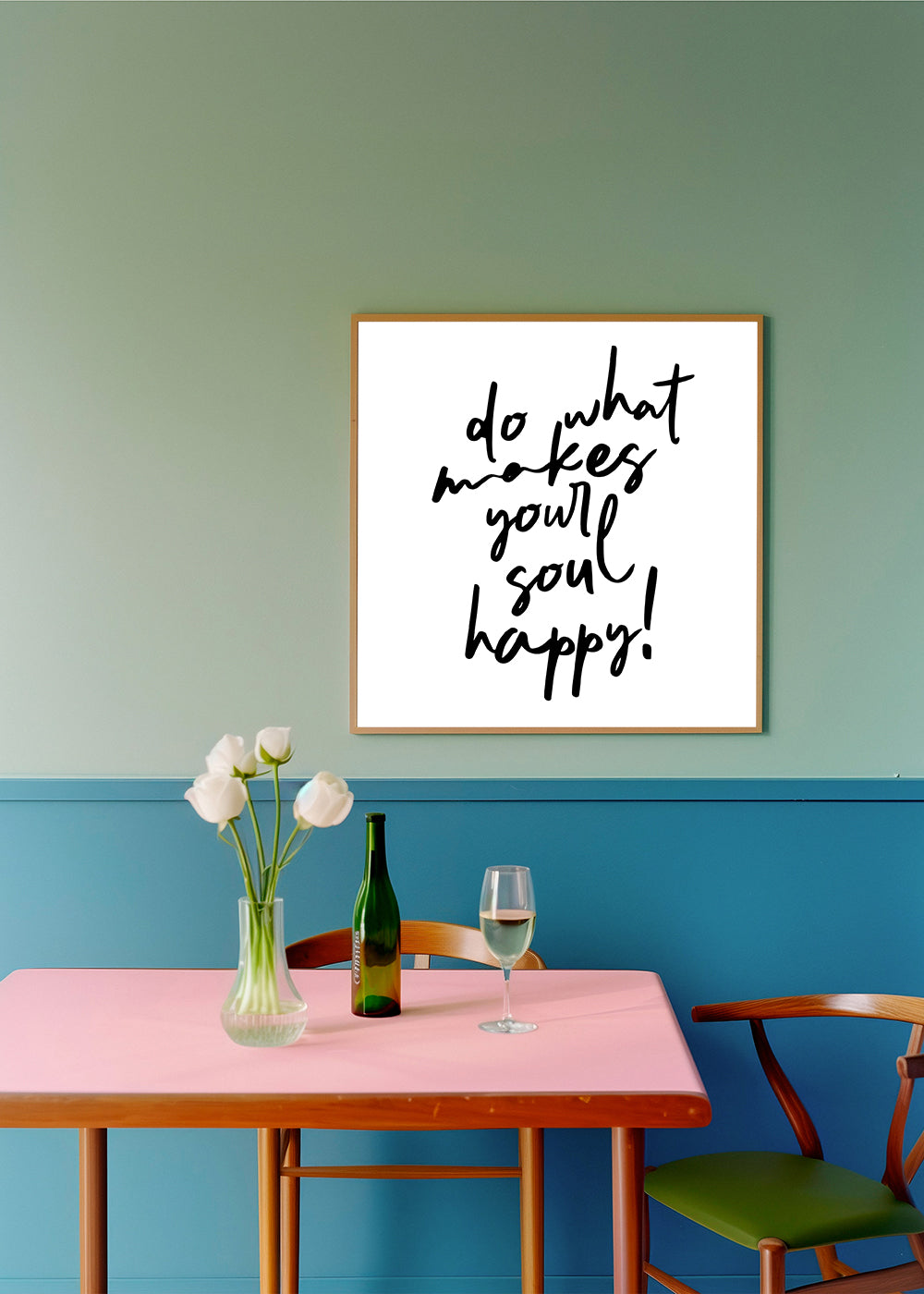 Minimalistisk affisch med handskriven citat