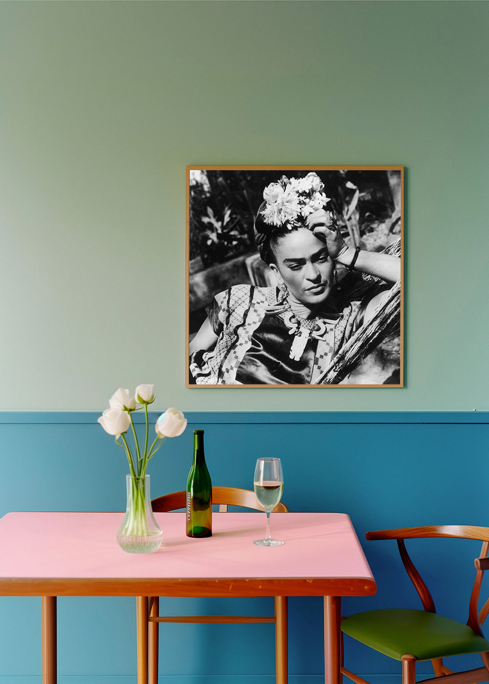 Vintage porträttfotografi med blommor