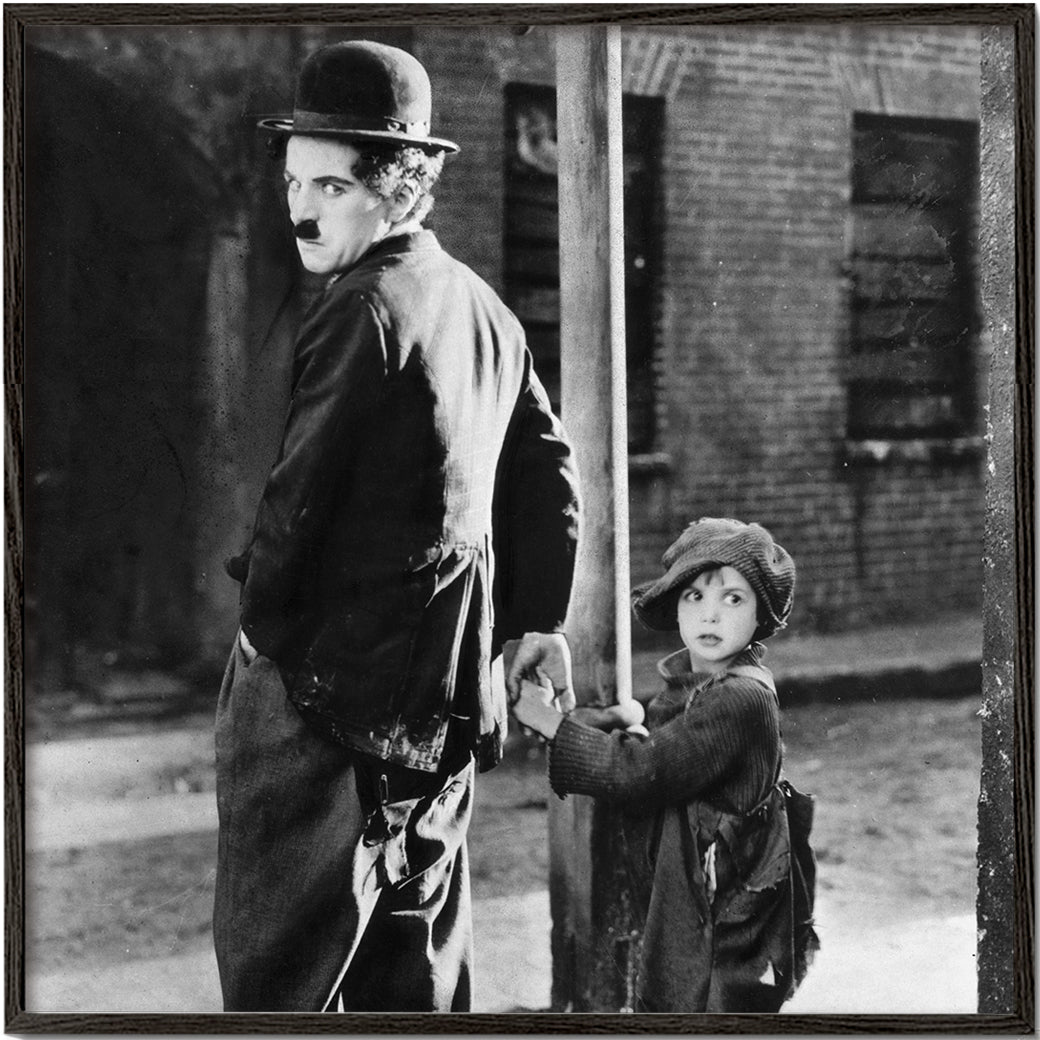 Vintage-porträtt: man med bowlerhatt och barn