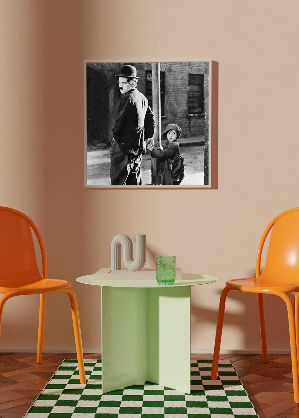 Vintage-porträtt: man med bowlerhatt och barn