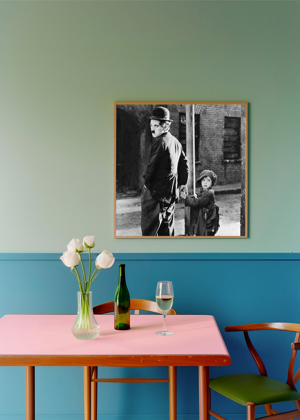 Vintage-porträtt: man med bowlerhatt och barn