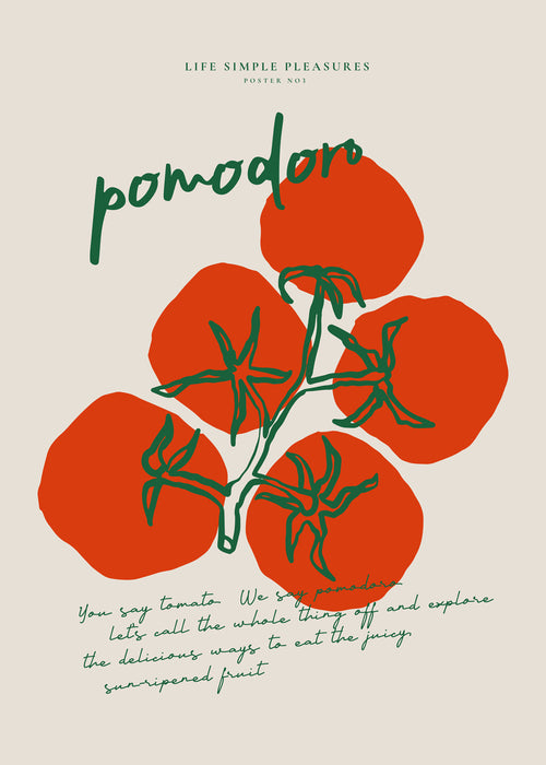 Kökskonst Pomodoro illustrerade tomater