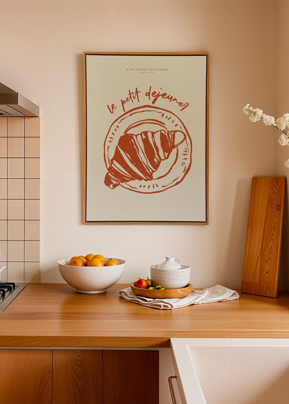 Kökskonst croissant illustration terrakotta