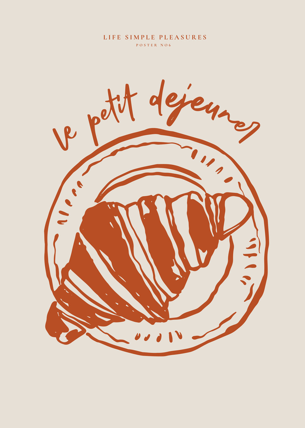 Kökskonst croissant illustration terrakotta