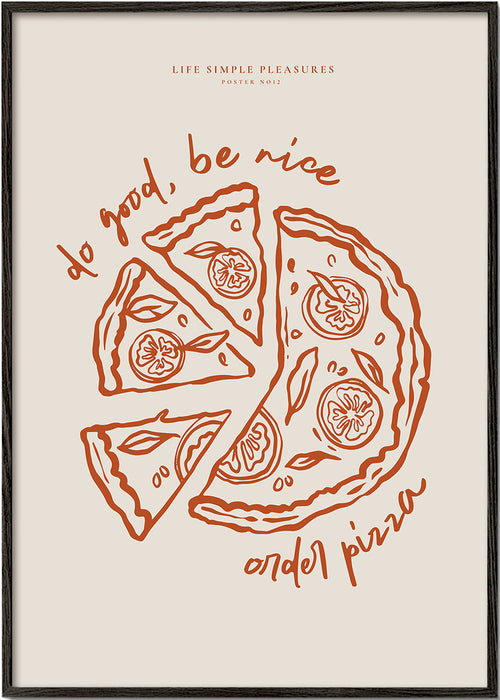 Kökskonst med minimalistisk pizzaillustration