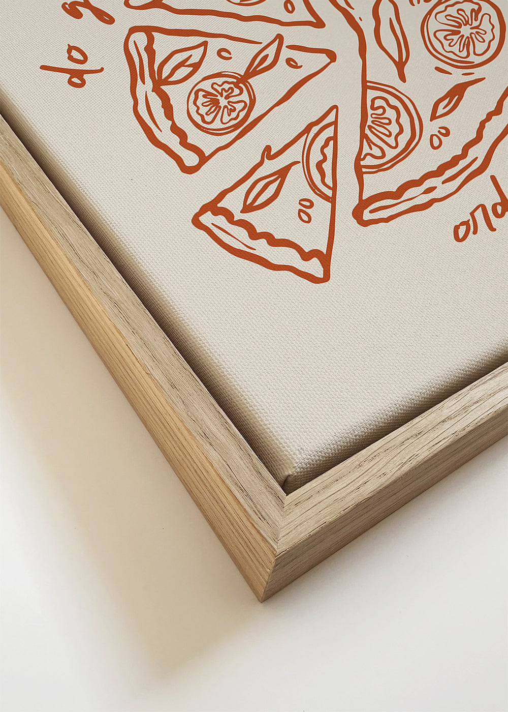 Kökskonst med minimalistisk pizzaillustration