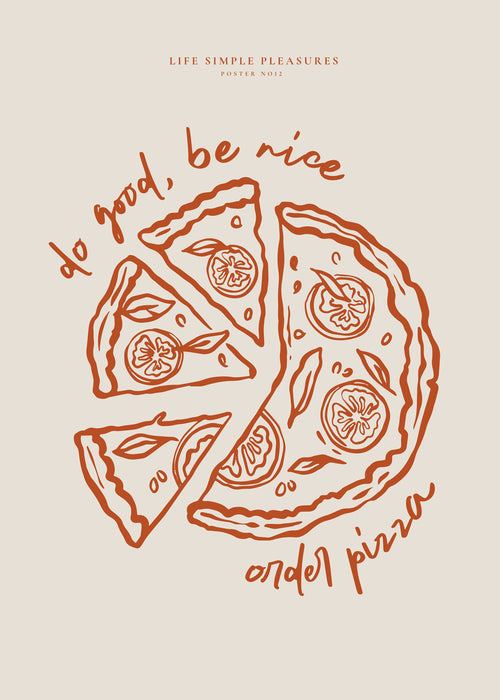 Kökskonst med minimalistisk pizzaillustration