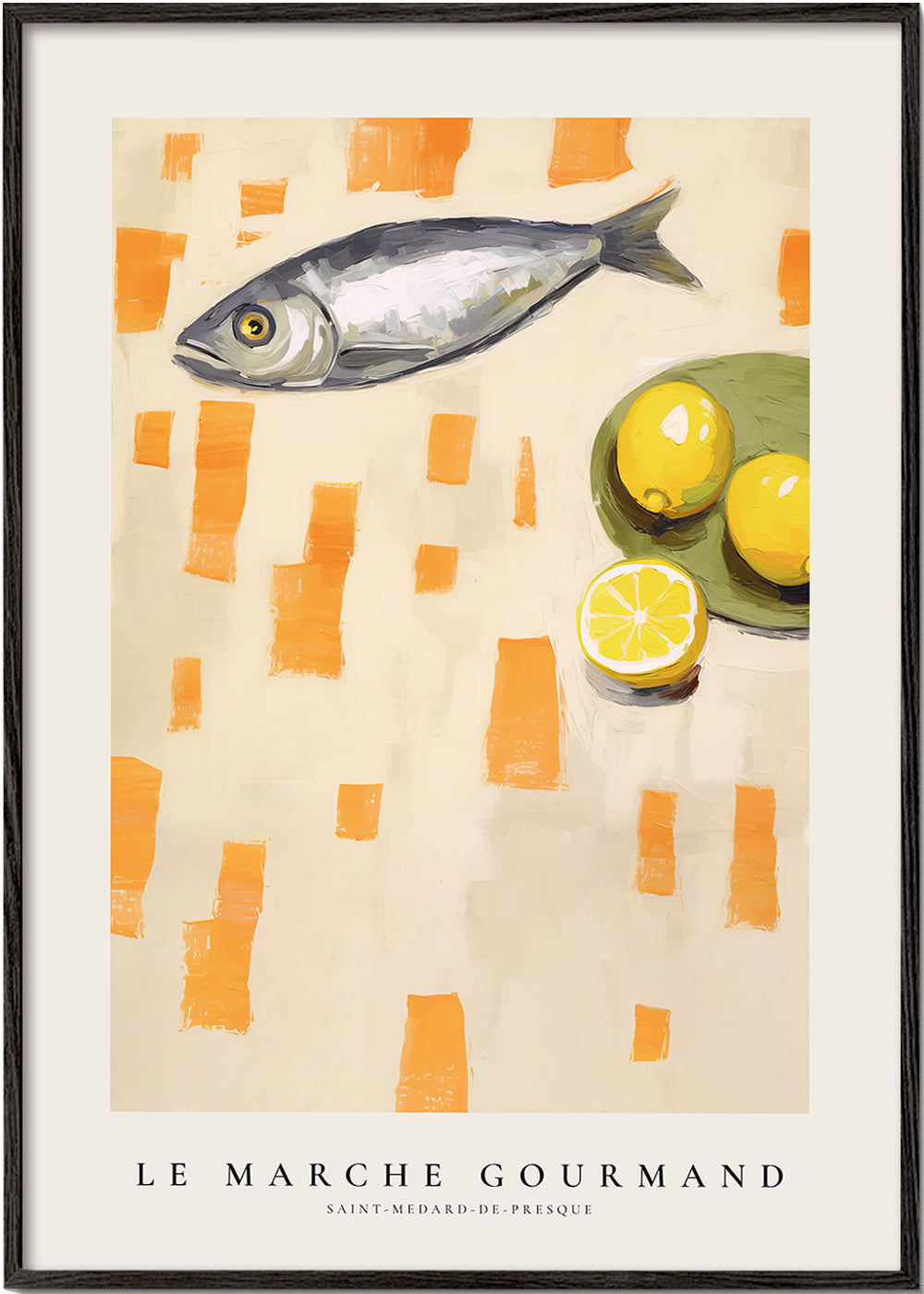 Kökskonst med fisk och citroner