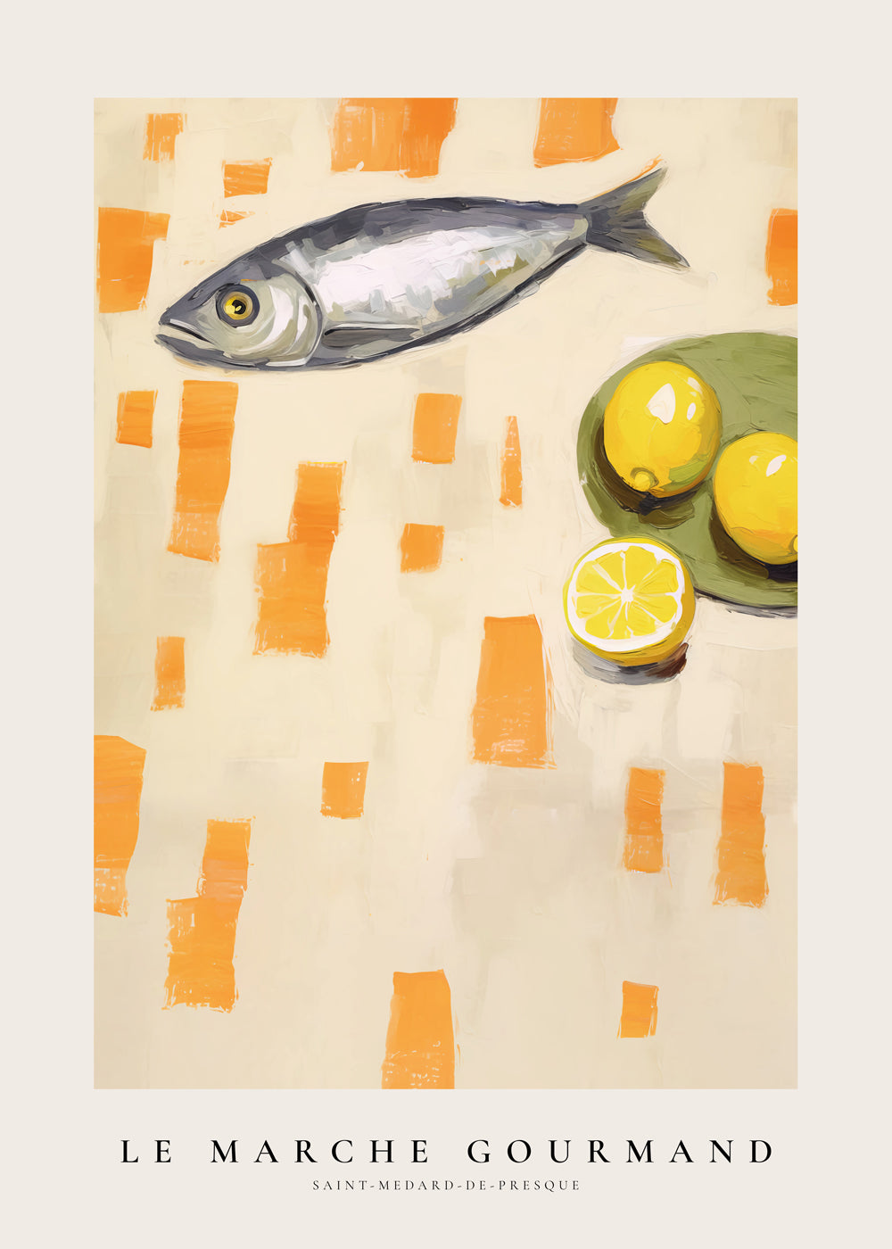 Kökskonst med fisk och citroner