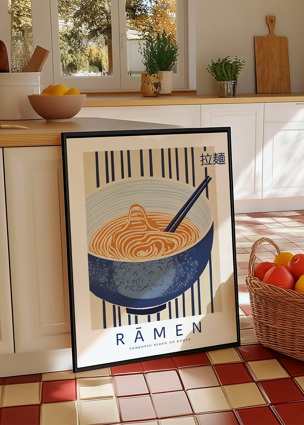 Kökskonst Ramen-illustration i blått