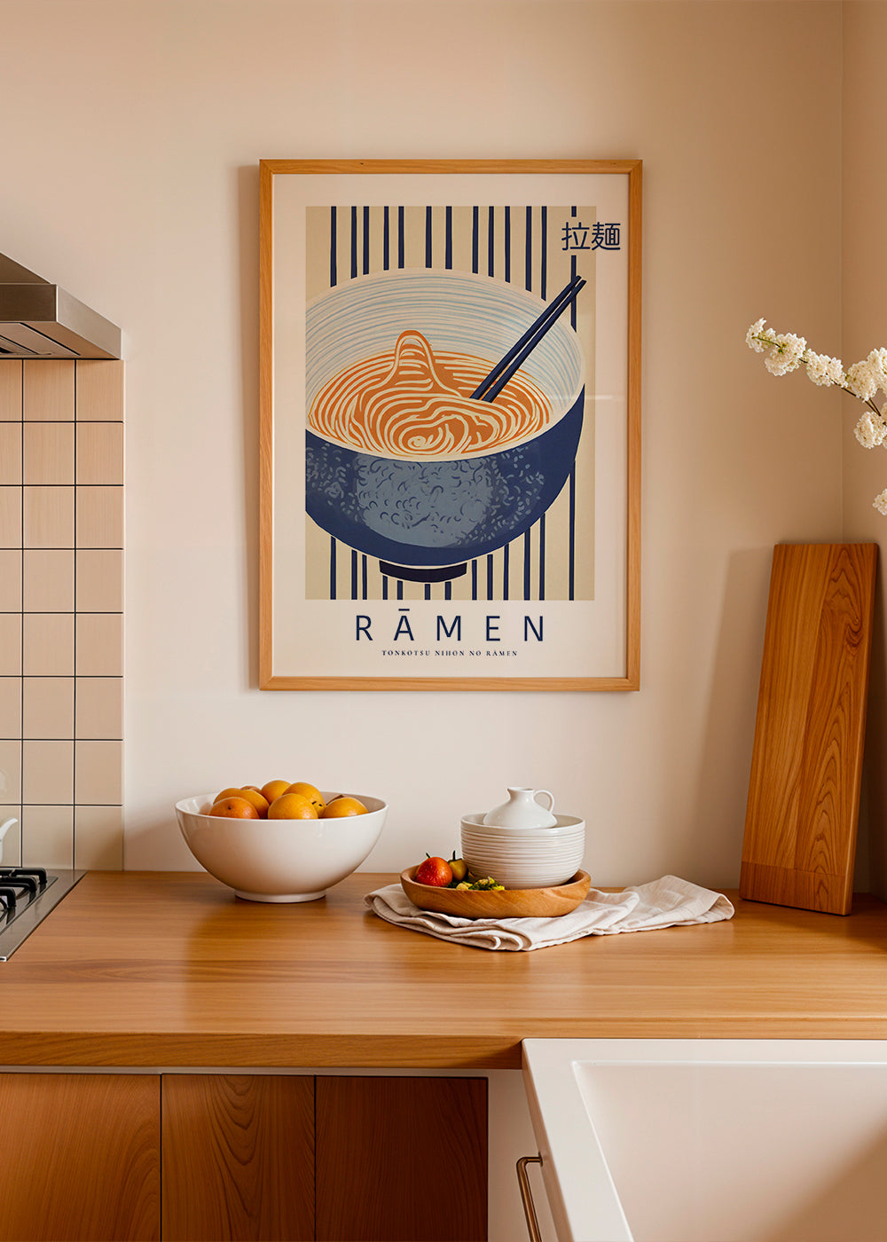 Kökskonst Ramen-illustration i blått