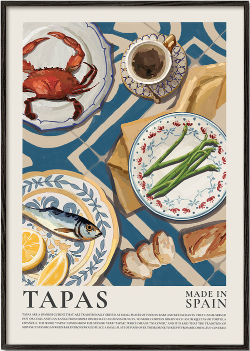 Kökskonst: tapas på blå duk