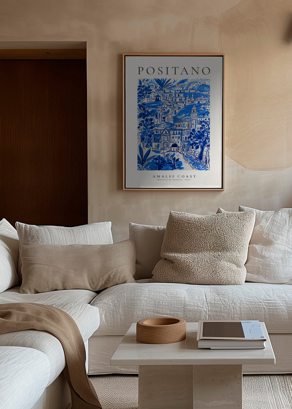 Reseaffisch Positano blå illustration