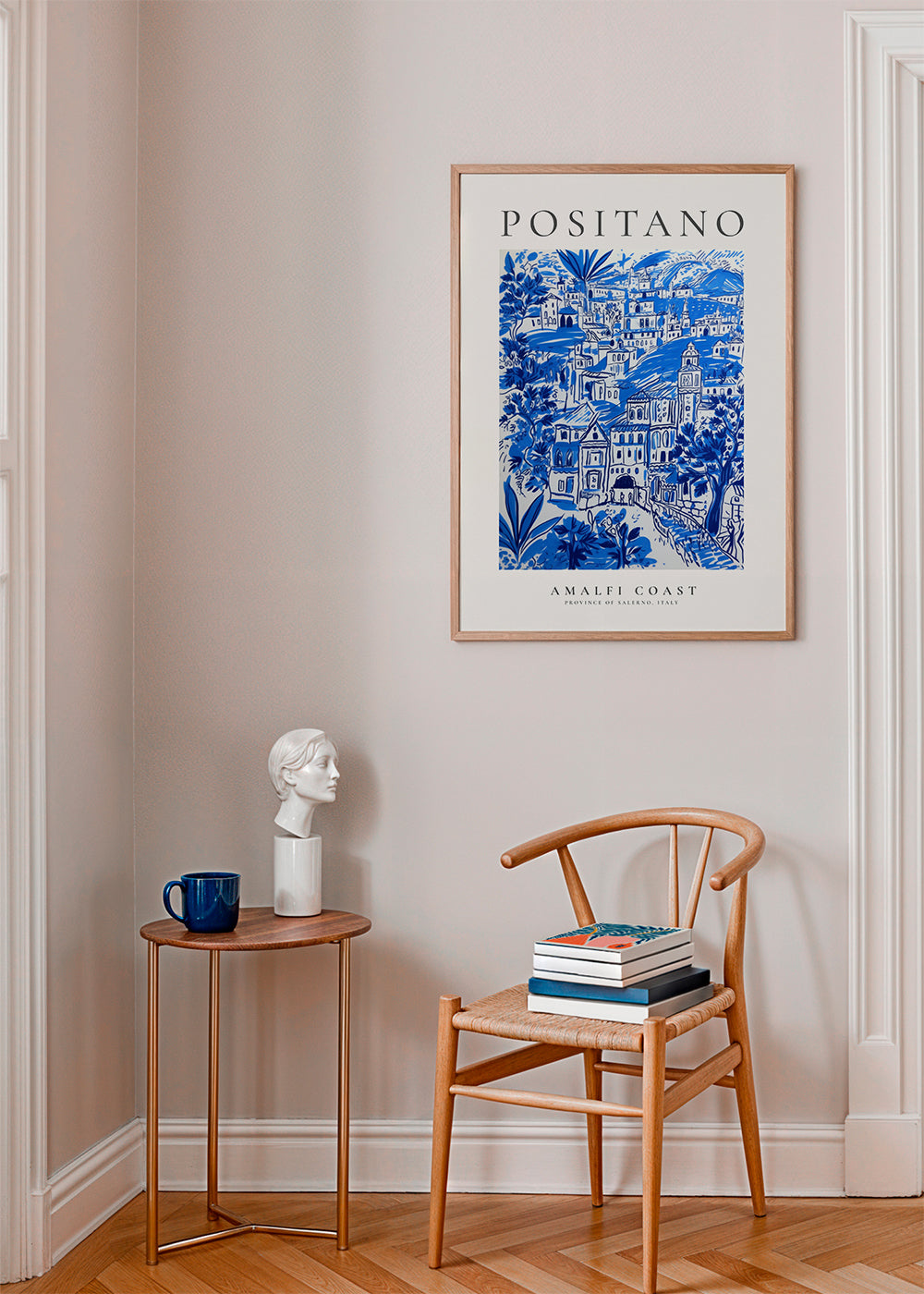 Reseaffisch Positano blå illustration